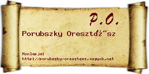 Porubszky Oresztész névjegykártya